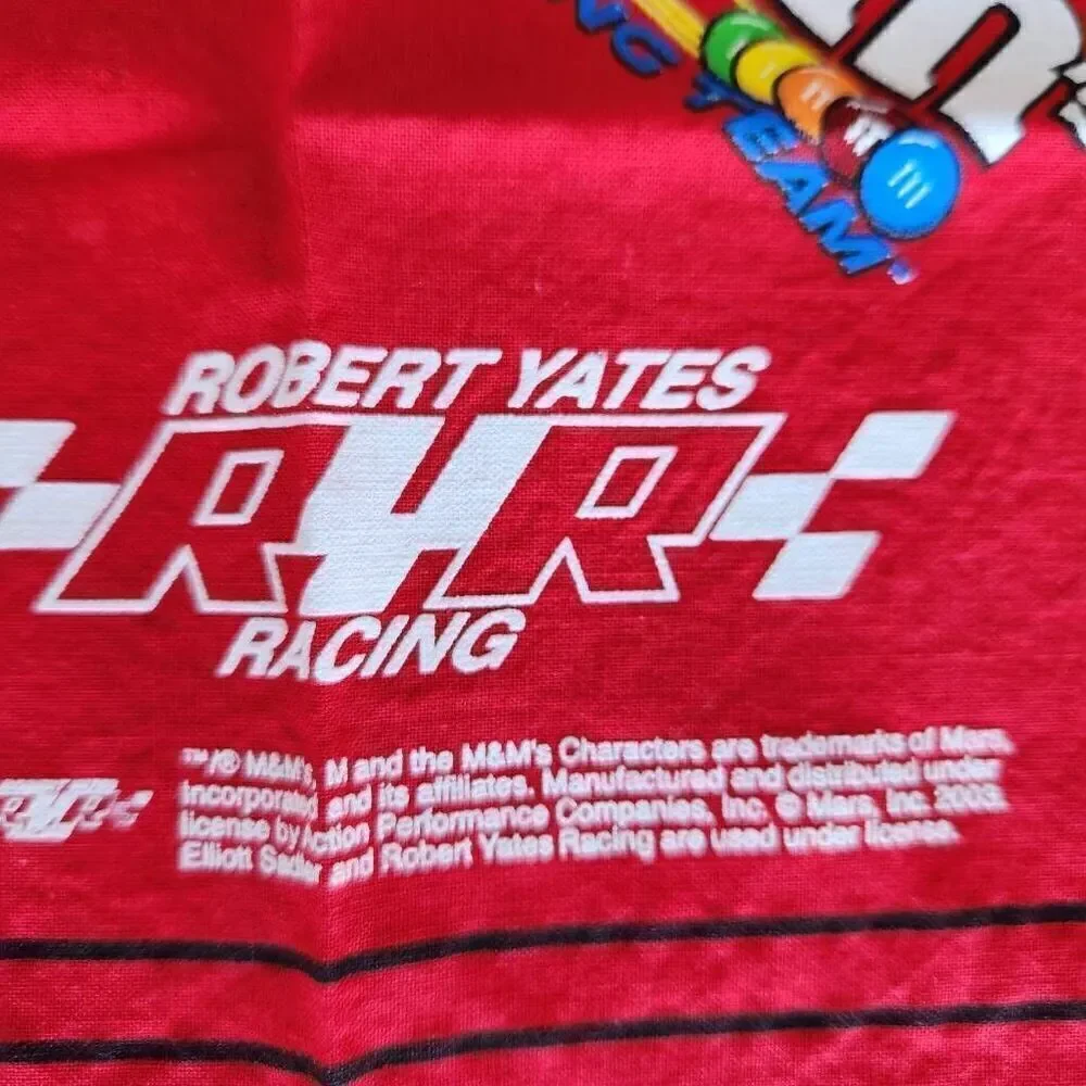 Y2K NASCAR racing Robert Yates #38 2003 M&M candy handkerchief red